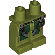 Lego Hips and Olive Green Legs with Gray Straps with Silver Buckles, Dark Green Panels Print / Olive Green