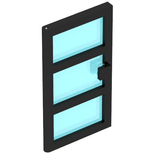 Lego Door 1 x 4 x 6 with 3 Panes with Trans-Light Blue Glass / Black