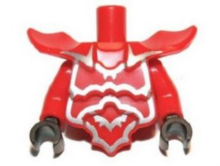 Lego Torso, Modified Short with Armor Breastplate with Shoulder Ridges and Silver Edges Pattern / Red Arms / Black Hands