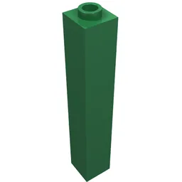 Brick 1 x 1 x 5 with Blocked Open or Hollow Stud / Green