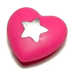 Clikits Icon, Heart 2 x 2 Small with Pin [Frosted] Silver Star Center Print / Dark Pink