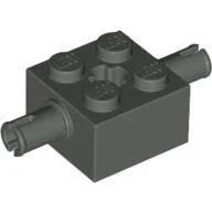 Brick Special 2 x 2 with 2 Pins and Axle Hole / Dark Gray