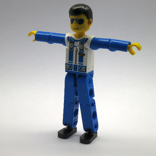 Lego Technic Figure Blue Legs, White Top with Zip & Shoulder Harness Print, Blue Arms / [No Color/Any Color]