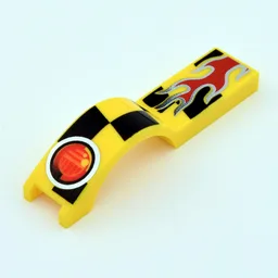 Wheel Arch, Mudguard 1 x 4 1/2 with Flame and Red Taillight Print / Yellow
