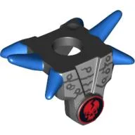 Minifig Neckwear Armour Breastplate with Shoulder Spikes Blue and Ninjago Cracked Red Skull Print / Black