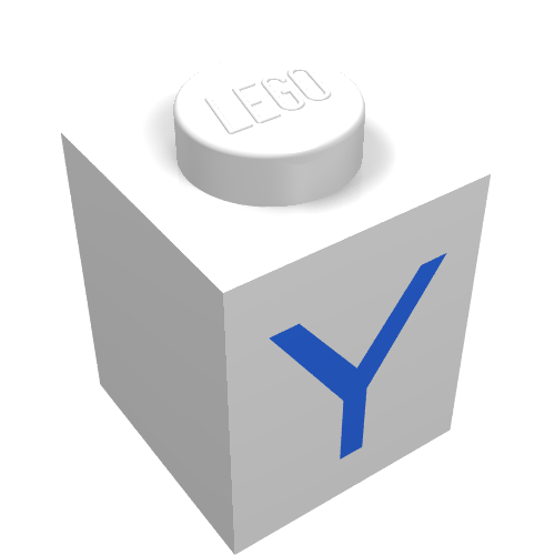Lego Brick 1 x 1 with Blue Y Print / White
