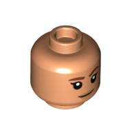 Lego Minifig Head Omega, Reddish Brown Eyebrows, Slight Smile / Angry Open Mouth Print / Nougat