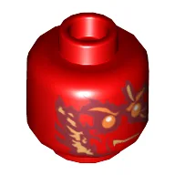 Minifig Head Kai (NRG), Fire Energy Print [Hollow Stud] / Red