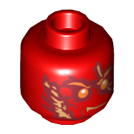 Lego Minifig Head Kai (NRG), Fire Energy Print [Hollow Stud] / Red