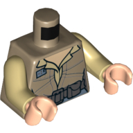 Lego Torso Jacket with Tan Shirt, Dark Bluish Gray Belt Print (Leia), Tan Arms, Light Nougat Hands / Dark Tan