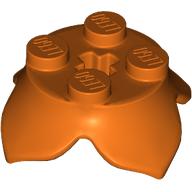 Lego Plant, Leaves, Round 2 x 2 x 2/3 with + Axle Hole and 4 Leaf Extensions / Reddish Orange