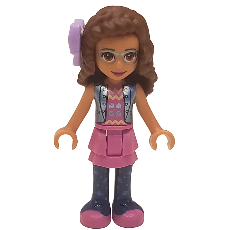 Lego Olivia - Sand Blue Jacket, Dark Pink Skirt, Bow