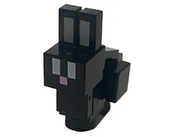 Minecraft Bunny / Rabbit, Black with White Eyes - Brick Built
