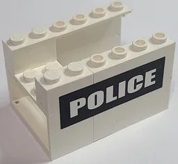 Stickered Assembly 6 x 4 x 3 with White 'POLICE' on Black Background Pattern on Both Sides (Stickers) - Set 7237