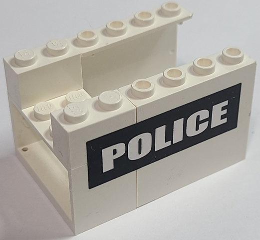 Lego Stickered Assembly 6 x 4 x 3 with White 'POLICE' on Black Background Pattern on Both Sides (Stickers) - Set 7237