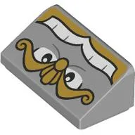 Brick Sloped 30° 1 x 2 x 2/3 with Eyes, White Teeth, Yellow Decorations Print (Chef Bouche) / Light Bluish Gray