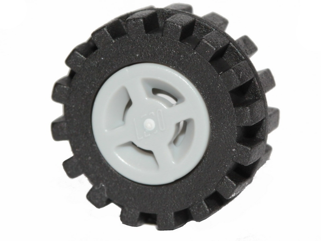 Lego Wheel 8mm D. x 6mm with Slot with Black Tire 15mm D. x 6mm Offset Tread Small - Band Around Center of Tread (34337 / 87414)