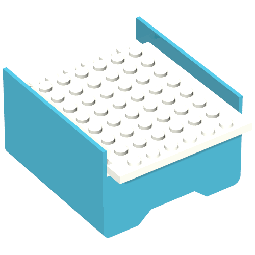 Lego Boat Hull Section, Middle 8 x 6 x 3 1/3, Deck Color White / Maersk Blue