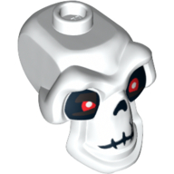 Lego Minifig Head Special, Skull with Red Eyes, Cracks and Worm Print / White