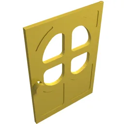 Fabuland, Door 1 x 6 x 7 with Round pane in 4 sections / Yellow