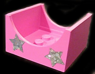 Lego Container, Box 4 x 4 x 2 Bottom with Semicircle Cutout Ends with 2 Holographic Mirrored Stars Pattern (Stickers) - Set 5944