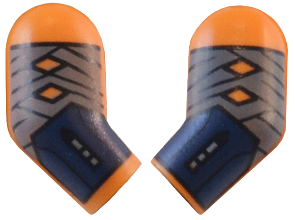 Lego Arm, (Matching Left and Right) Pair with Dark Bluish Gray Wrappings and Dark Blue Bracers Pattern