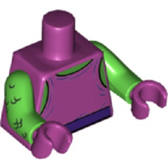 Lego Torso Spider-Man Tank Top over Bright Green Chest with Dark Purple Belt Pattern / Bright Green Arms with Scales / Magenta Hands