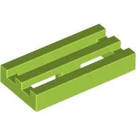 Tile Special 1 x 2 Grille with Bottom Groove / Lime