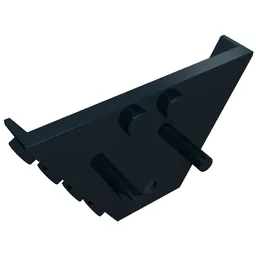 Panel, Trapezoid, Tipper End Flat with Pins, 1 x 2 Anti-studs / Black