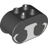 Duplo Brick 2 x 4 x 2 Rounded Ends with Panda Body and Feet Print / Black