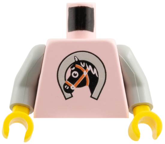 Lego Torso Paradisa Horse Face in Horseshoe Pattern / Light Gray Arms / Yellow Hands