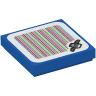 Tile 2 x 2 with Dolphin and Barcode Print (Sticker) / Blue