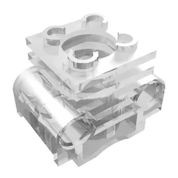 Technic Engine Cylinder without Side Slots, with Bottom Slots / Trans-Clear