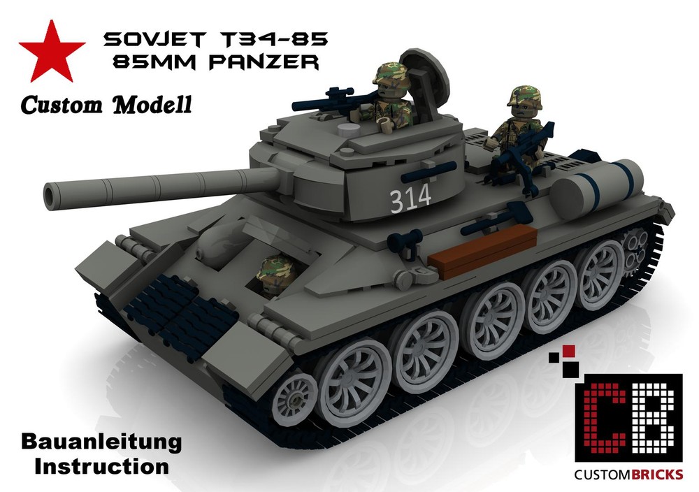 Lego Custom WW2 Sowjet T34-85 85mm Tank