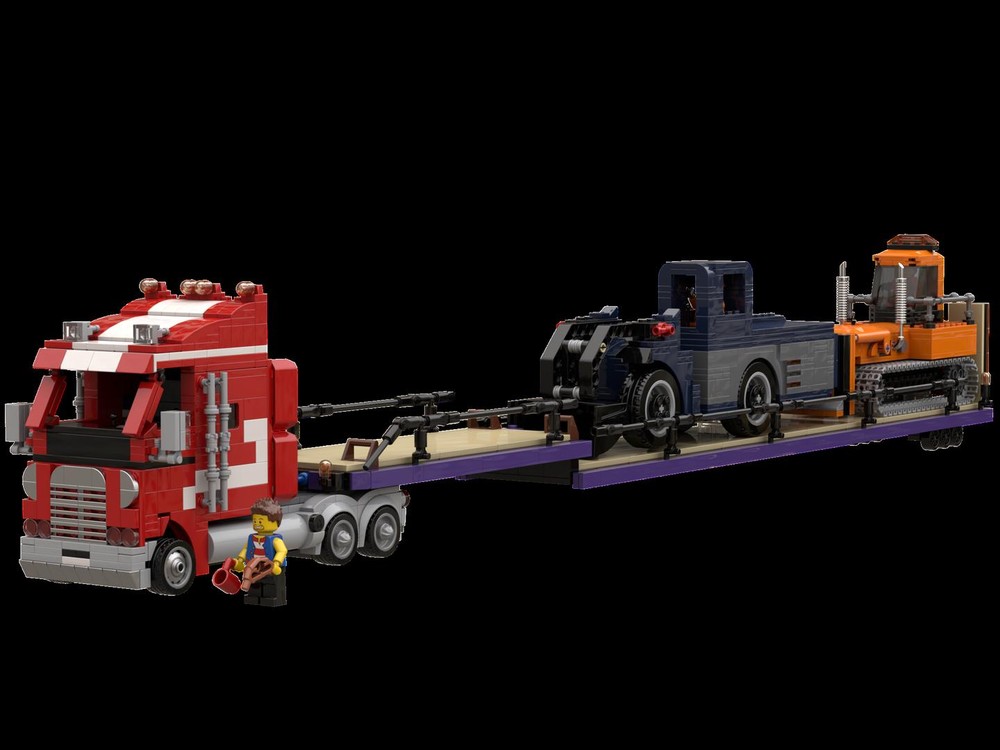 Lego Freightliner Argosy With Flatbed Trailer