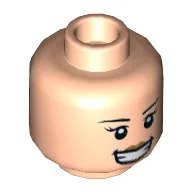 Minifig Head Hawkgirl, Dual Sided, Eyelashes, Smile with Teeth / Embarrassed Print [Hollow Stud] / Light Nougat