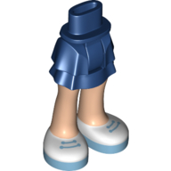 Lego Minidoll Hips and Layered Skirt with Light Nougat Legs and White Shoes with 2 Medium Azure Laces Print / Dark Blue