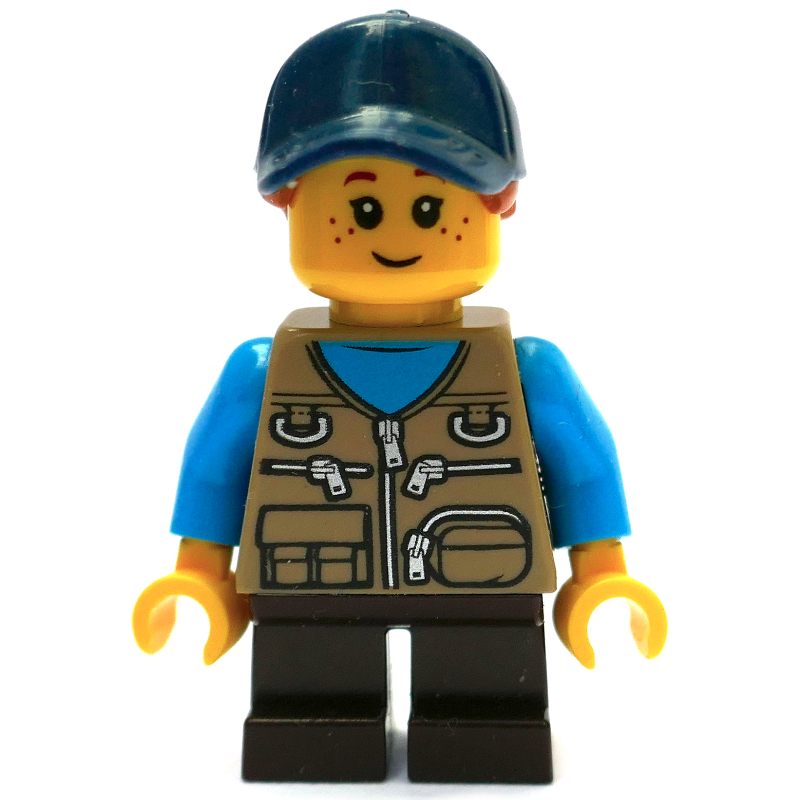 Lego Kid, Dark Tan Torso, Dark Brown Legs, Dark Blue Hat