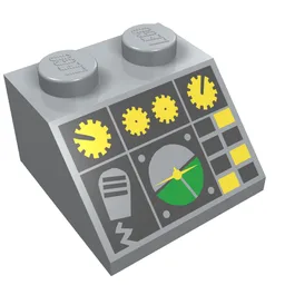 Brick Sloped 45° 2 x 2 with Flight Control Print / Light Bluish Gray
