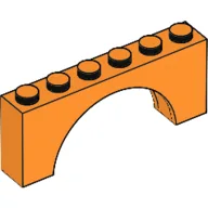 Brick Arch 1 x 6 x 2 - Thick Top with Reinforced Underside / Orange