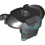 Lego Minifig Neckwear Armor Space with Shoulder Protection and 2 Clips with Dark Azure Cyborg Head, '4-9' and Silver Circuitry Pattern