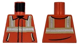 Torso Safety Jacket with Bright Light Yellow and Silver Reflective Stripes and Black Trim and Pockets Pattern / Reddish Orange