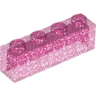 Brick 1 x 4 without Bottom Tubes / Glitter Trans-Dark Pink
