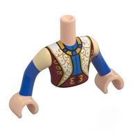 Lego Minidoll Torso Man with Light Nougat Arms and Hands with Blue/White/Dark Red Uniform, Gold Decorations print / Light Nougat