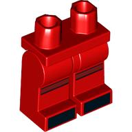 Lego Hips and Red Legs with Dark Red Knee Bands, Black Toes print / Red