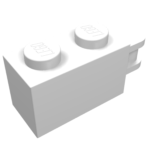 Lego Brick Special 1 x 2 with Vertical Closed Handle Inset from Edge / White