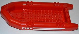 Lego Boat, Rubber Raft, Large with 'FIRE' and White Stripes Pattern on Both Sides (Stickers) - Set 7213