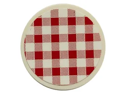 Tile, Round 3 x 3 with Red and White Checkered Pattern (Sticker) - Set 21324