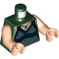 Lego Torso Dress, Dark Blue Filigree, Pendant Print, Light Nougat Arms and Hands / Dark Green