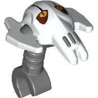 Minifig Head Special with Clip General Grievous White Print / Dark Bluish Gray